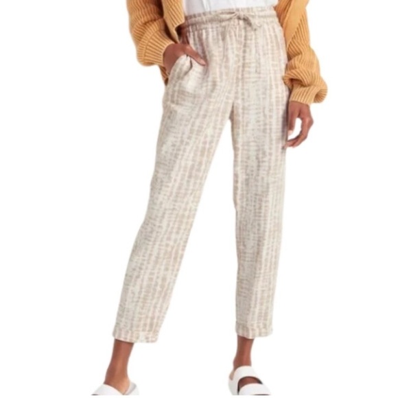 Old Navy Linen Blend Lightweight Tie-Dye Casual Tan Pants Boho Size Medium - Picture 1 of 10